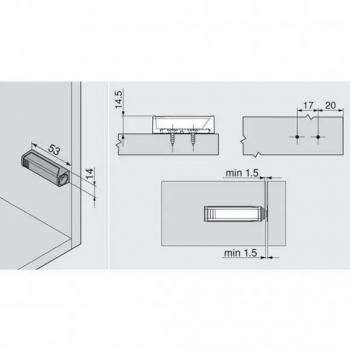 TIP-ON Blum 956.1201 adapter prosty krótki szary