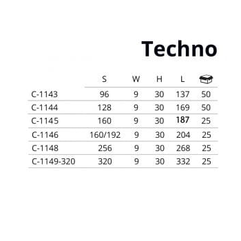 Uchwyt C-1144 L-128 Techno czarny mat G61