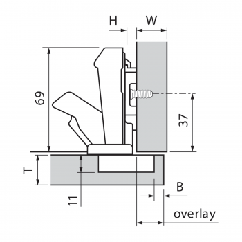 Zawias Blum 170' nakładany, CLIP TOP, 71T6550